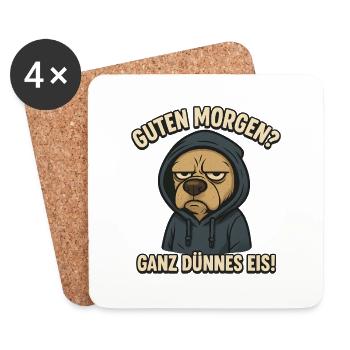 Crème glacée très mince Morning Grouch Dog Dire - Dessous de verre (lot de 4) - blanc - Devant