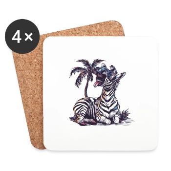 Zebra Island Palm Tree - Coasters (set of 4) - white - Front