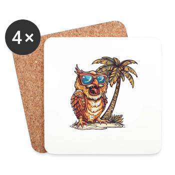 Owl Island Palm Tree - Coasters (set of 4) - white - Front