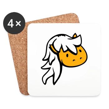 cheval mignon poney poulain cheval fille cheveux longs - Dessous de verre (lot de 4) - blanc - Devant