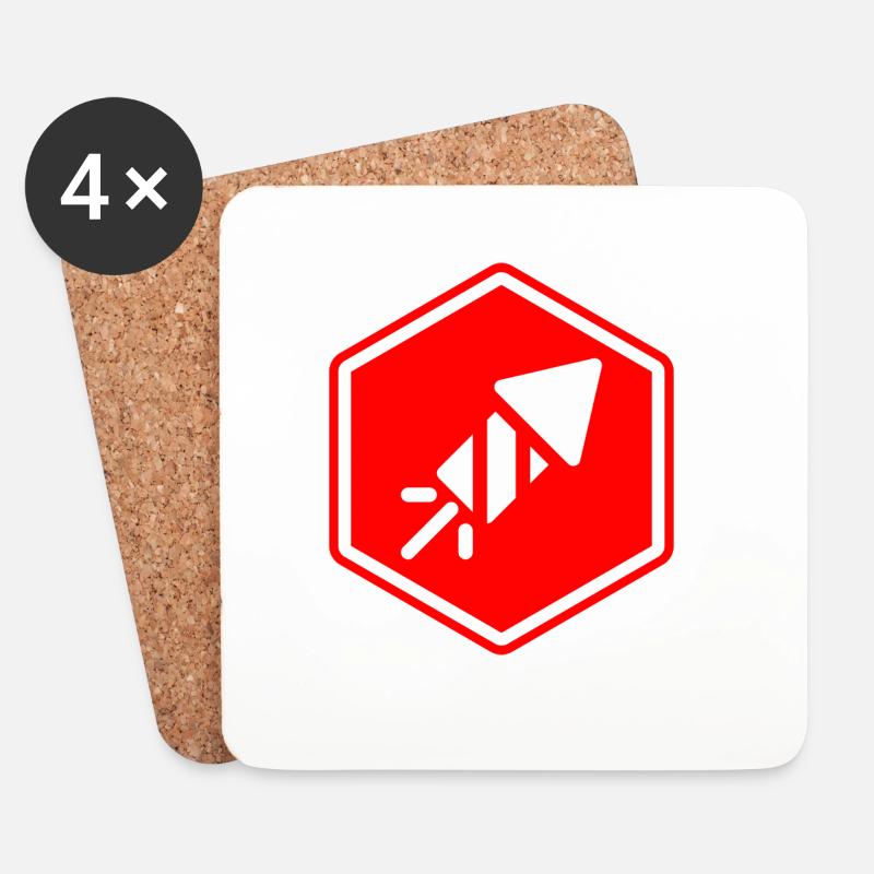 Abstraktes geometrisches Muster in Rot - Untersetzer (4er-Set) - Weiß