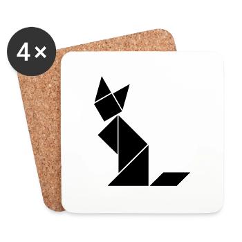 Tangram Katze - Untersetzer (4er-Set) - Weiß - Vorne