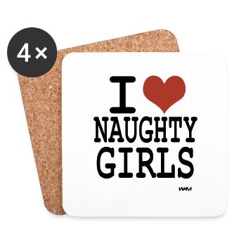 i love naughty girls by wam - Dessous de verre (lot de 4) - blanc - Devant