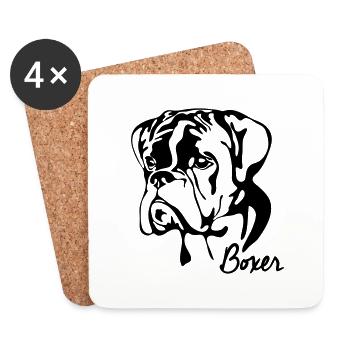 BOXER PORTRAIT Wilsigns Hunde Hund - Untersetzer (4er-Set) - Weiß - Vorne