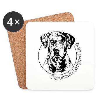 CATAHOULA LEOPARD DOG Dog portrait Wilsign's dogs - Coasters (set of 4) - white - Front