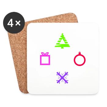 Boutons de la console de jeu - Édition de Noël - Dessous de verre (lot de 4) - blanc - Devant