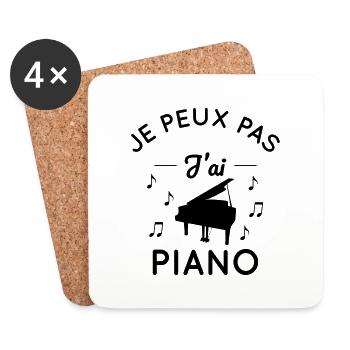 Je peux pas j'ai piano - Dessous de verre (lot de 4) - blanc - Devant