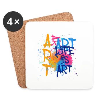 art,art,graffiti,painting,watercolor,colorful,spray, li - Coasters (set of 4) - white - Front