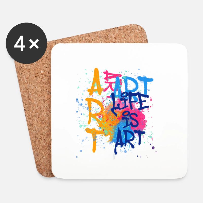 art,kunst,graffiti,malerei,aquarell,bunt,spray, li - Untersetzer (4er-Set) - Weiß