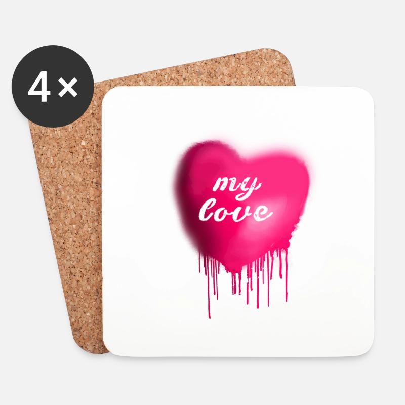 my love,love,herz,graffiti,pink,sprayart,liebe - Untersetzer (4er-Set) - Weiß