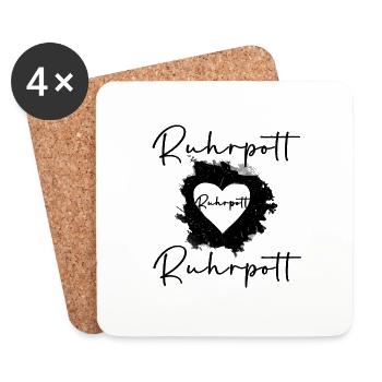 ruhrpott, herz, graffiti ,schwarz,schrift - Untersetzer (4er-Set) - Weiß - Vorne