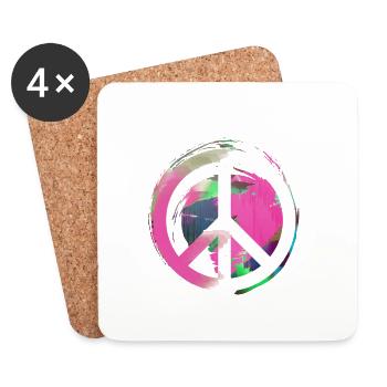 peace, pink,friede,graffiti,blau,bunt - Untersetzer (4er-Set) - Weiß - Vorne