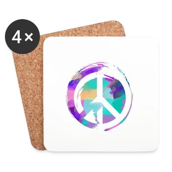 peace, pink,friede,graffiti,blau,bunt - Untersetzer (4er-Set) - Weiß - Vorne