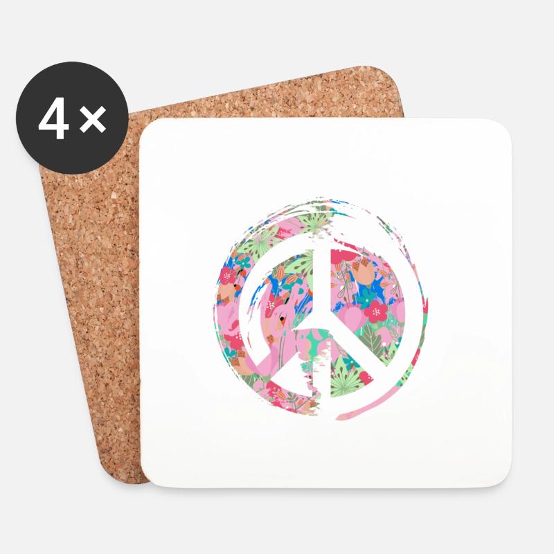 blumen,peace,floral,bunt,friede - Untersetzer (4er-Set) - Weiß