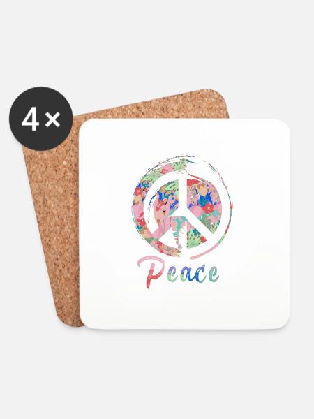 peace, pink,friede,graffiti,blau,bunt,schrift - Untersetzer (4er-Set) - Weiß