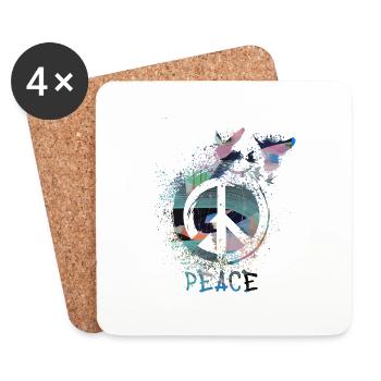 peace ,graffiti, peace, flagge, friede, tauben - Untersetzer (4er-Set) - Weiß - Vorne
