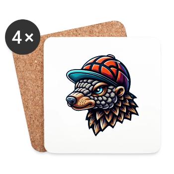 Cooles Pangolin mit Basecap - Untersetzer (4er-Set) - Weiß - Vorne