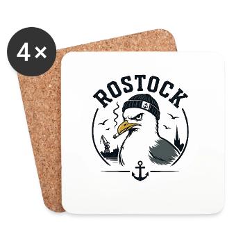 Rostock Möwe mit Pfeife - Untersetzer (4er-Set) - Weiß - Vorne
