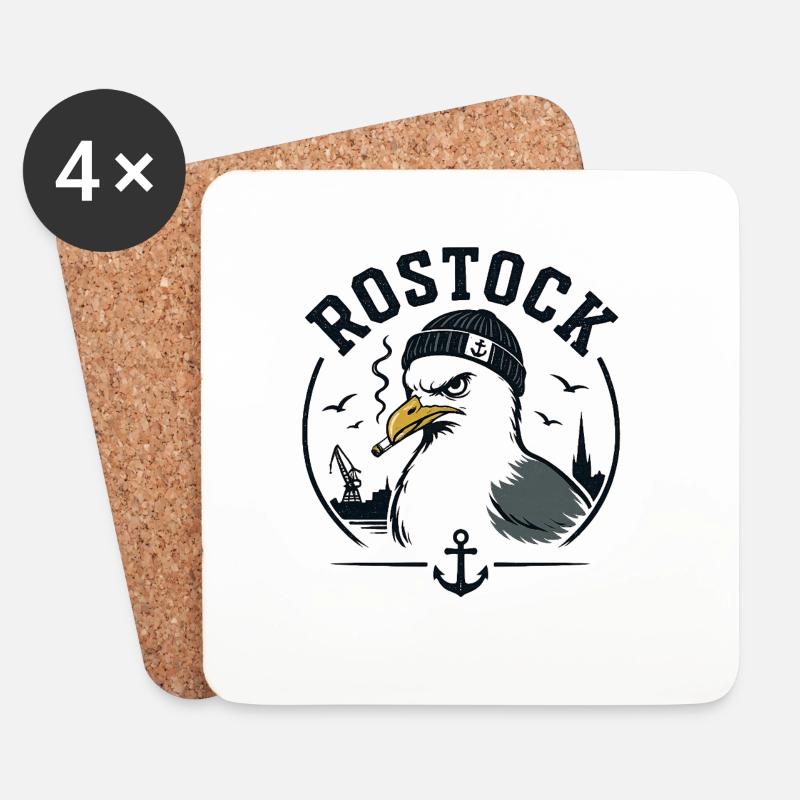 Rostock Möwe mit Pfeife - Untersetzer (4er-Set) - Weiß