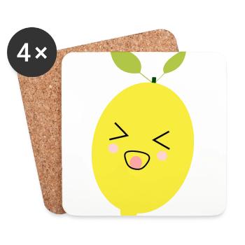 Kawaii Zitrone Kawaii Früchte Kawaii Kinder Design - Untersetzer (4er-Set) - Weiß - Vorne