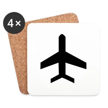 Airplane symbol icon - Coasters (set of 4) - white - Front