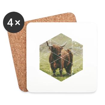 Plateau écossais Cattle Rind Nature Hexagone - Dessous de verre (lot de 4) - blanc - Devant