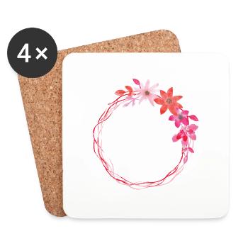 Joyeux anniversaire Cadeau Fleurs Fille - Dessous de verre (lot de 4) - blanc - Devant
