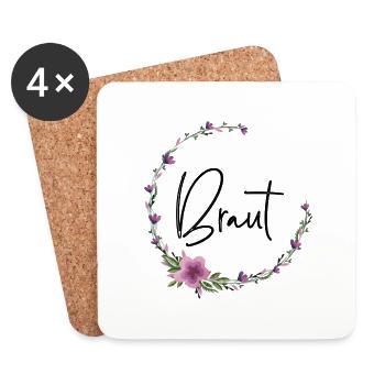 Braut Kranz 1 - Untersetzer (4er-Set) - Weiß - Vorne