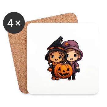 Halloweenkinder - Untersetzer (4er-Set) - Weiß - Vorne