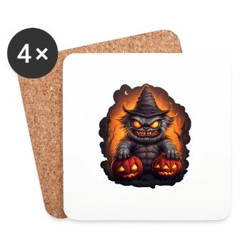 Monstres d’Halloween - Dessous de verre (lot de 4) - blanc - Devant