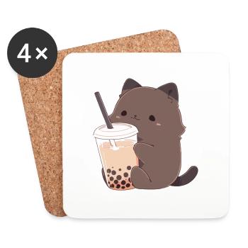 cute cat - Coasters (set of 4) - white - Front