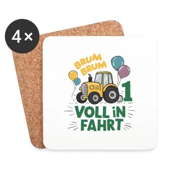 Cooler Traktor 1. Geburtstag: Bestseller Geschenk! - Untersetzer (4er-Set) - Weiß - Vorne