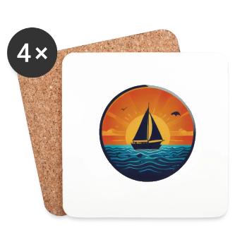 Sunset Ship - Untersetzer (4er-Set) - Weiß - Vorne