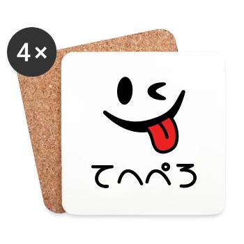 Winking Face Tongue Out てへぺろ Tehepero | Oops - Coasters (set of 4) - white - Front