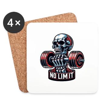 No Limit Workout Bodybuilding Skull mit Hantel - Untersetzer (4er-Set) - Weiß - Vorne