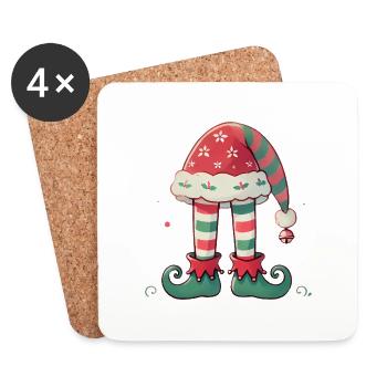 Chapeau festif Queen Elf Jambes rayées - Dessous de verre (lot de 4) - blanc - Devant