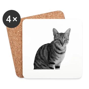 Katze weiß-schwarz Katze schwarzweiß - Untersetzer (4er-Set) - Weiß - Vorne