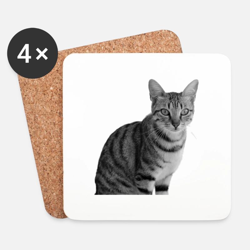 Katze weiß-schwarz Katze schwarzweiß - Untersetzer (4er-Set) - Weiß