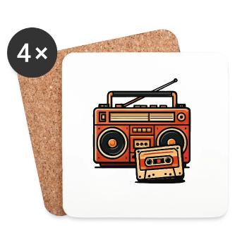 Retro boombox and cassette - Coasters (set of 4) - white - Front