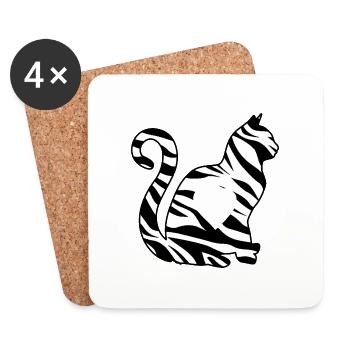 Tiger Print Leben ohne Katze ist zwecklos Katzen - Untersetzer (4er-Set) - Weiß - Vorne