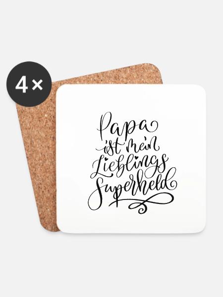 Papa ist mein Lieblings-Superheld - Untersetzer (4er-Set) - Weiß