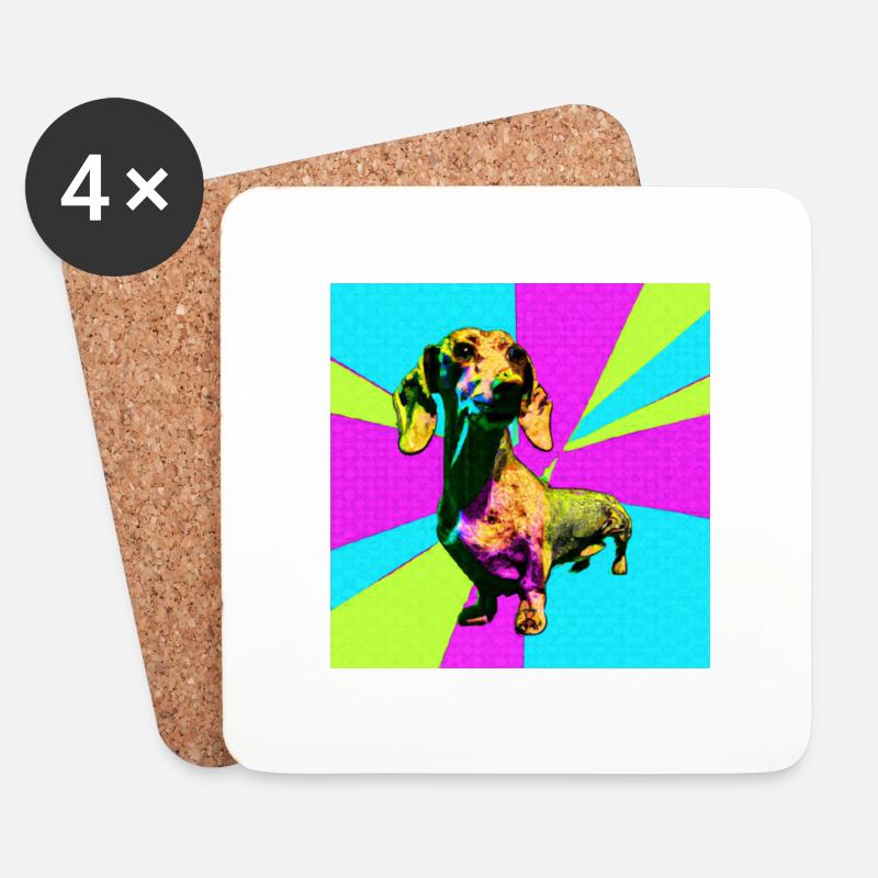 Dachshund Pop Art - Untersetzer (4er-Set) - Weiß