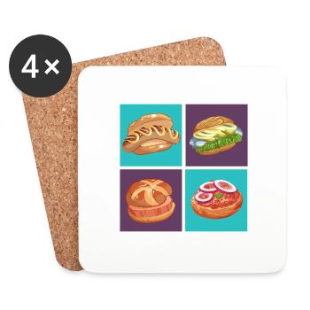 German Streetfood Kollektion - Untersetzer (4er-Set) - Weiß - Vorne