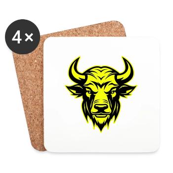 Bull Head Portrait Animal Taurus Symbol - Coasters (set of 4) - white - Front