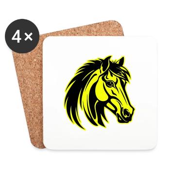 Icône de portrait de tête de cheval - Dessous de verre (lot de 4) - blanc - Devant