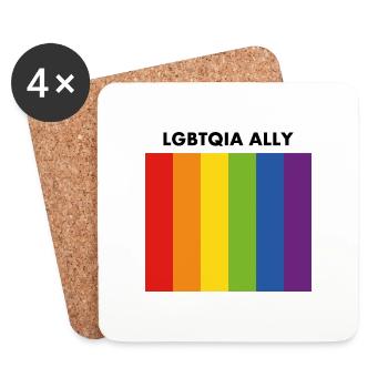 LGBTQIA ally rainbow pride flag - Coasters (set of 4) - white - Front