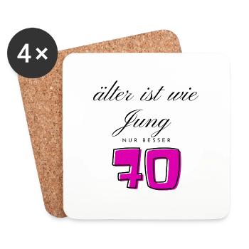 70e anniversaire - Dessous de verre (lot de 4) - blanc - Devant