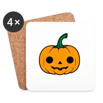 Caricature de citrouille Halloween Imprimer - Dessous de verre (lot de 4) - blanc - Devant
