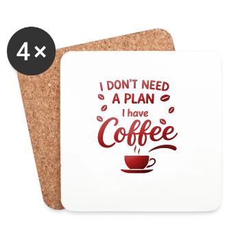 Pas de plan sans café - Dessous de verre (lot de 4) - blanc - Devant