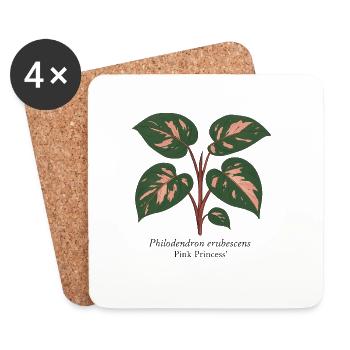 Stylish Plant - Philodendron Pink Princess - Coasters (set of 4) - white - Front